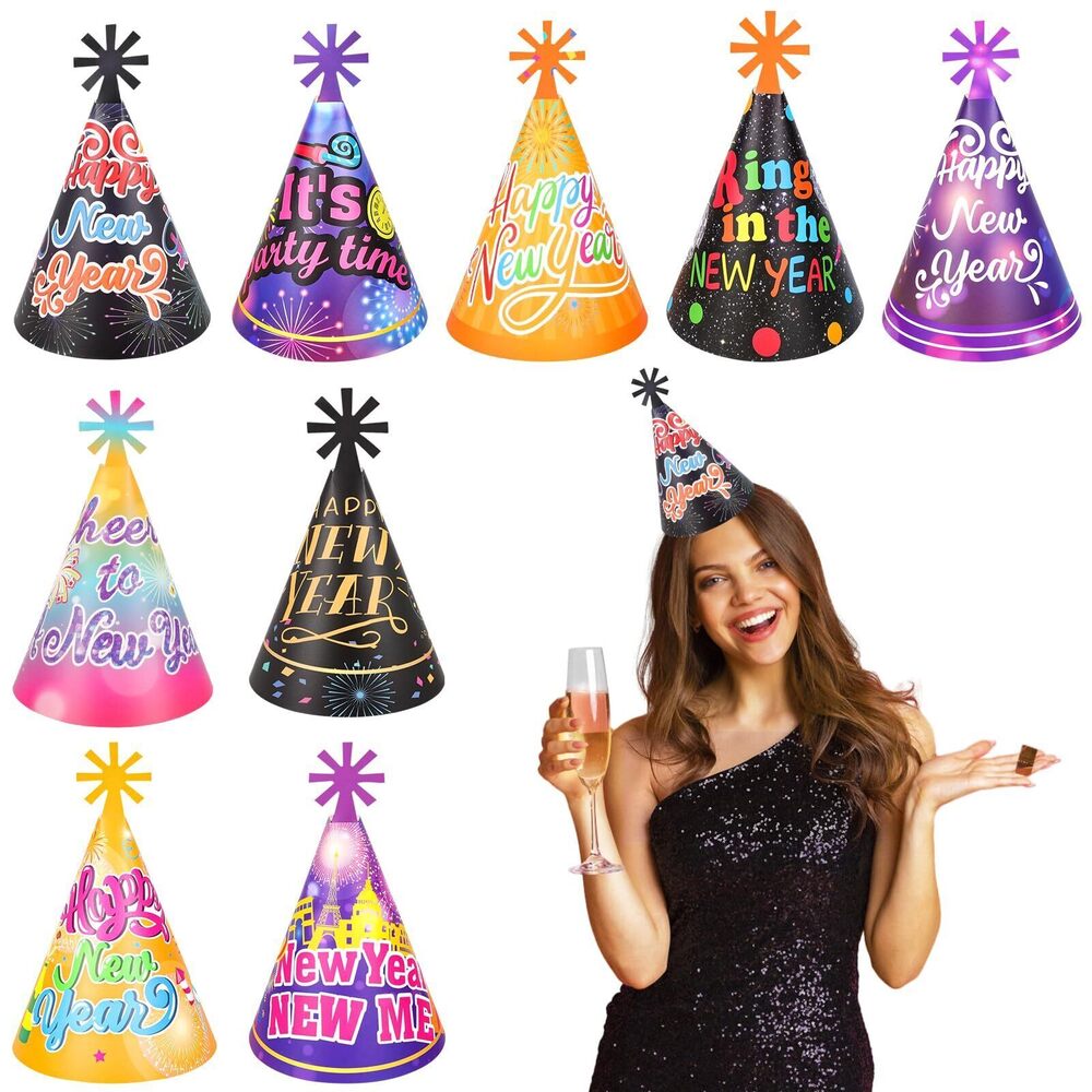 9432 18 Pack Colorful New Years Eve Hats, New Years Eve Party Supplies 2026